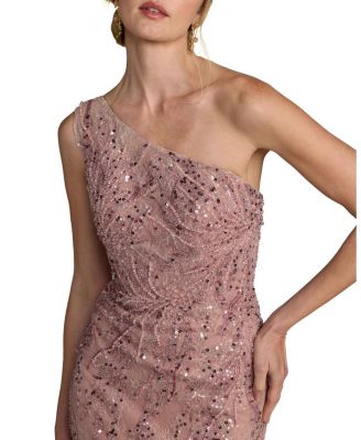  One Shoulder Embellisehd A Line Dress