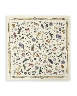 Iconic Motifs Printed Silk Square Scarf