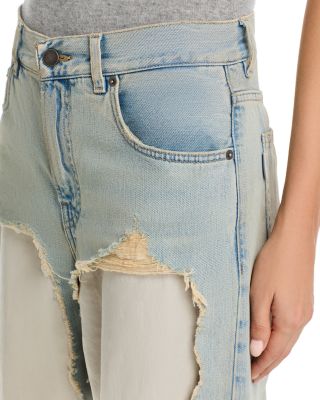 Bonnie Mid Rise Loose Fit Straight Jeans in Dusty Blue