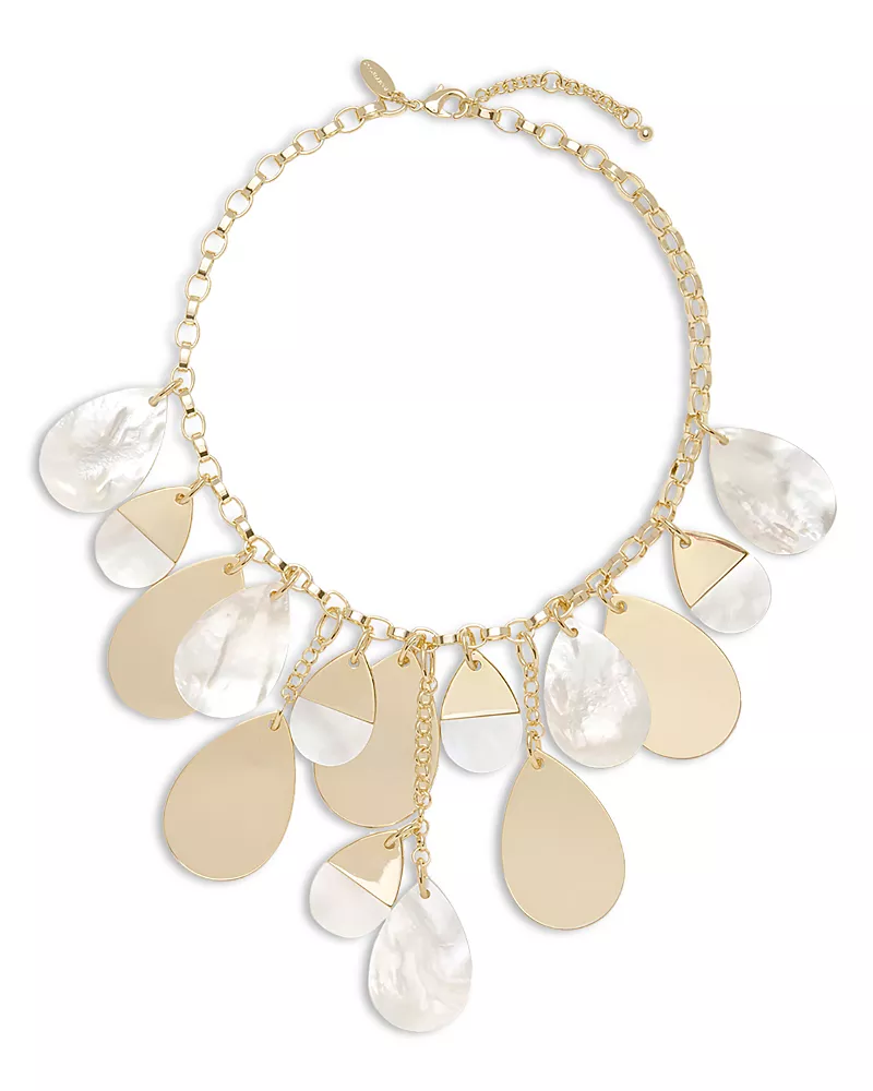 Ramy Brook Karina Mother Of Pearl Pear Shape Charm Statement Necklace, 16.5