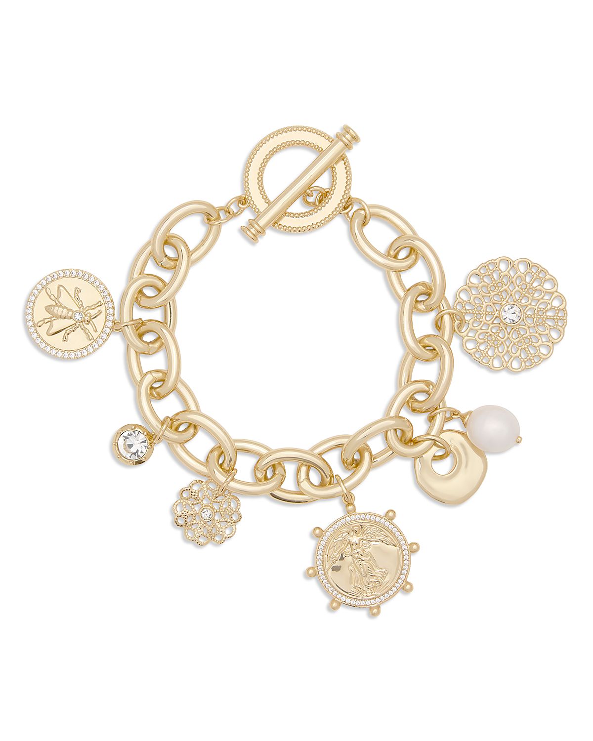 Ramy Brook Selena Crystal & Cultured Freshwater Pearl Charm Bracelet