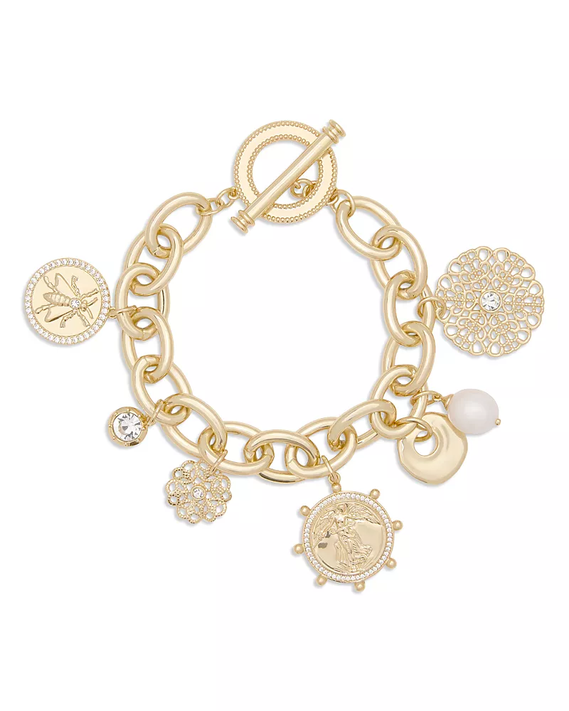 Ramy Brook Selena Crystal & Cultured Freshwater Pearl Charm Bracelet