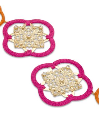 Anya Thread Wrapped Pav&eacute; Flower Drop Earrings 