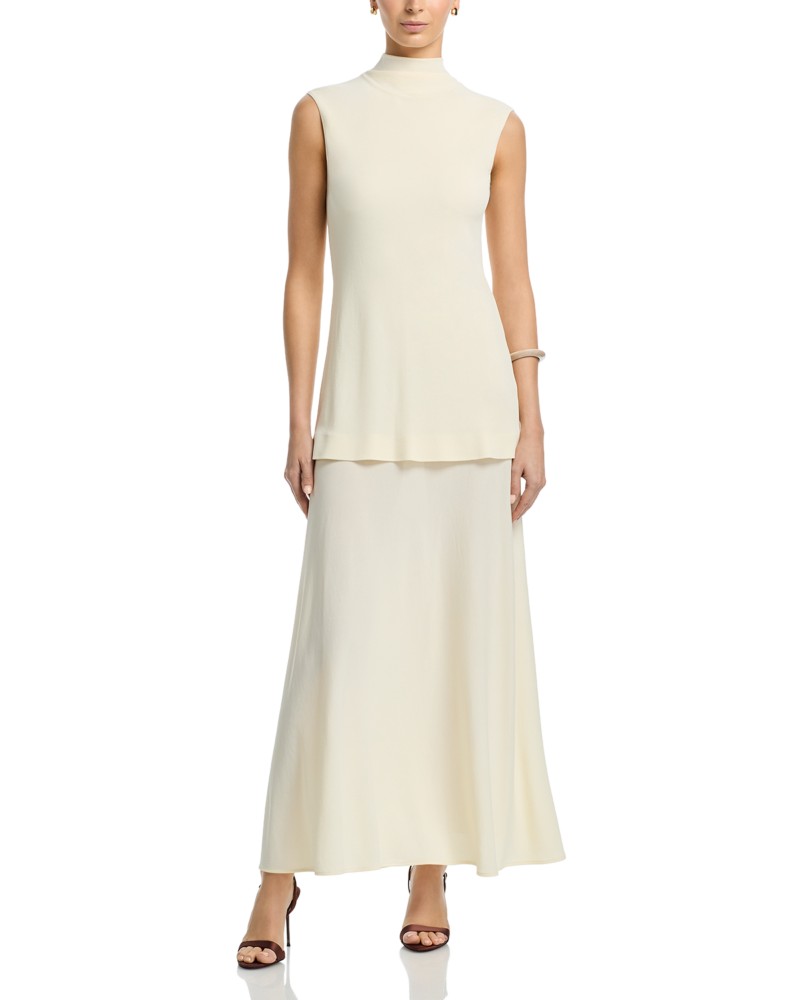 Jil Sander Double Layer Mid Length Dress in Chalk