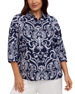 Hampton 3/4 Sleeve Damask Shirt