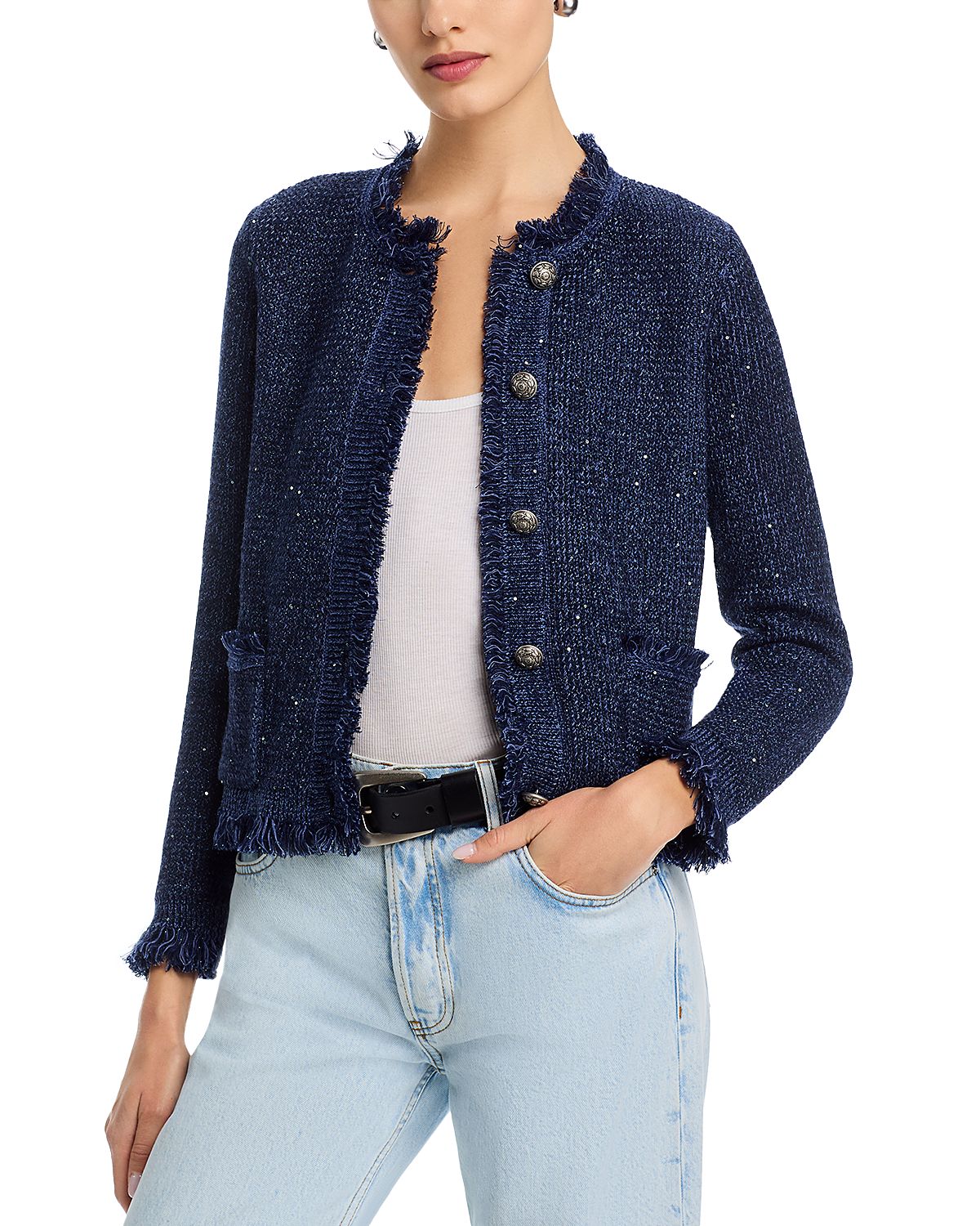 Kobi Halperin Kailey Metallic Knit Cardigan Sweater