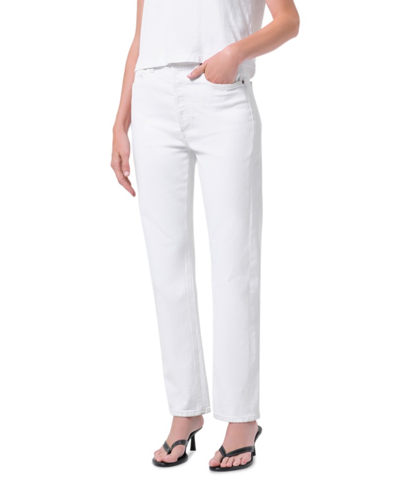 Agolde '90s Pinch Waist High Rise Straight Jeans in Marshmallow