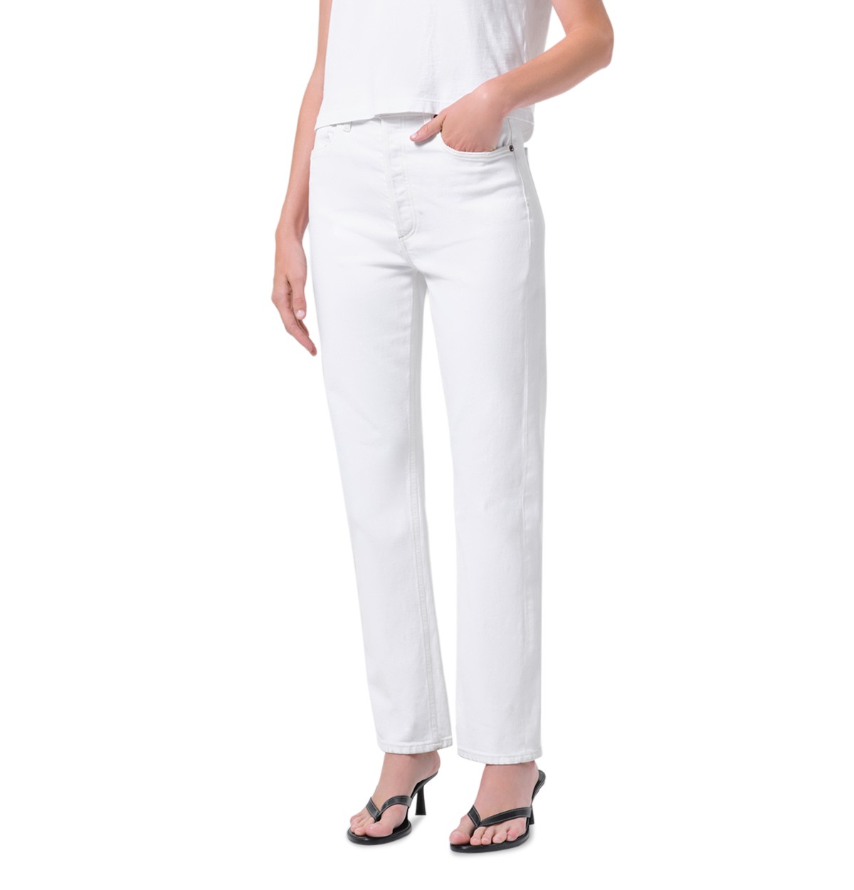 '90s Pinch Waist High Rise Straight Jeans in Marshmallow