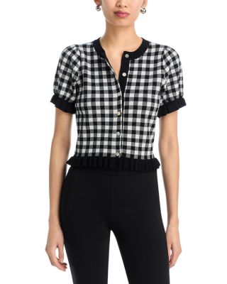 Aurora Plaid Ruffle Trim Top