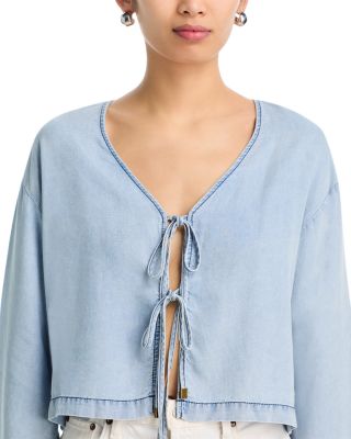 Denim Tie Front Top
