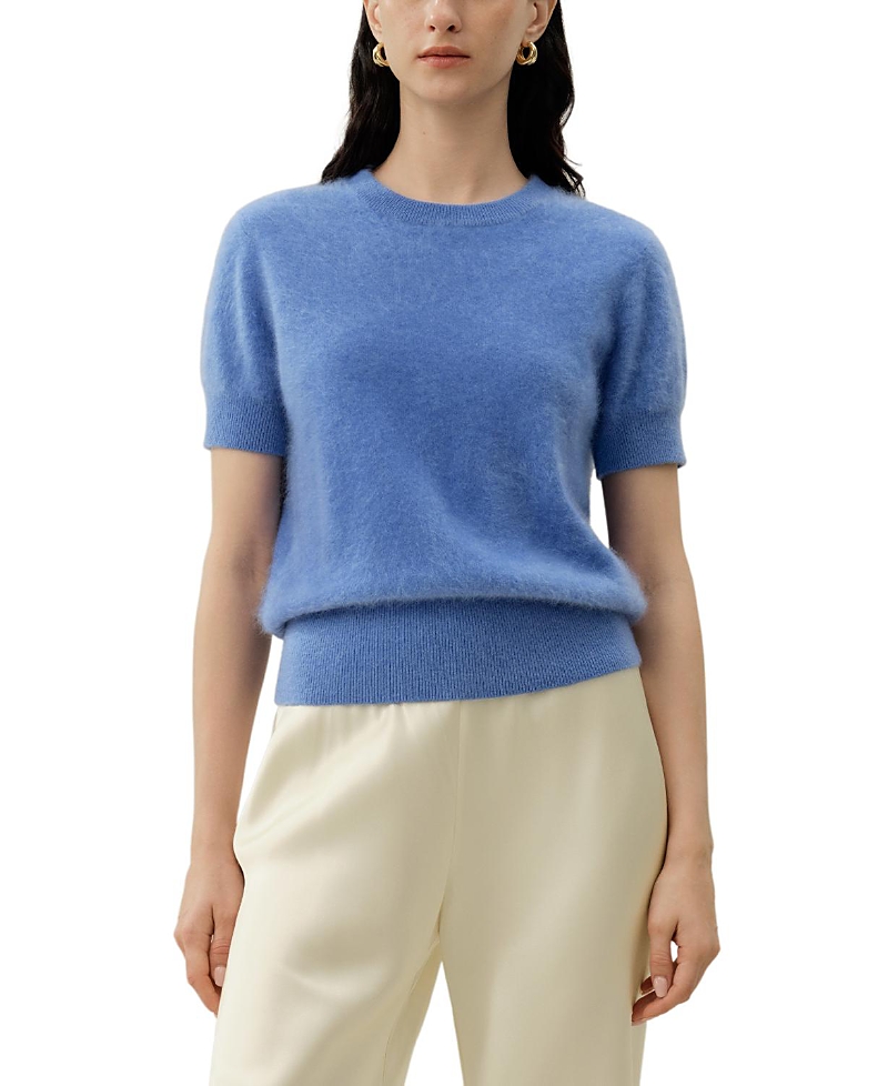 Lilysilk Brushed Cashmere Short-Sleeve Sweater