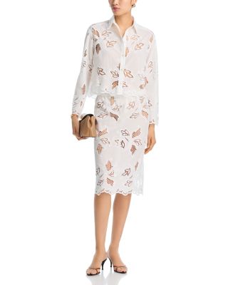 Long Sleeve Cropped Shirt & Pull On Midi Pencil Skirt