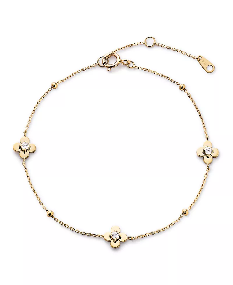 Ana Luisa Solid Yellow Gold Mini Flower Station Bracelet
