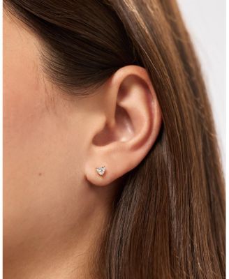 Solid Yellow Gold Lab-Grown Diamond Heart Studs