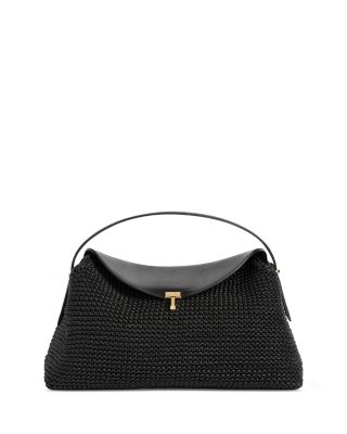 T-Lock Woven Leather Handbag
