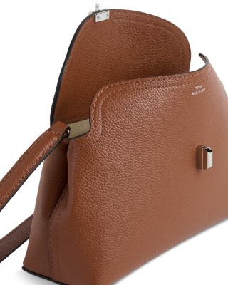 T-Lock Grained-Leather Convertible Clutch in Sienna