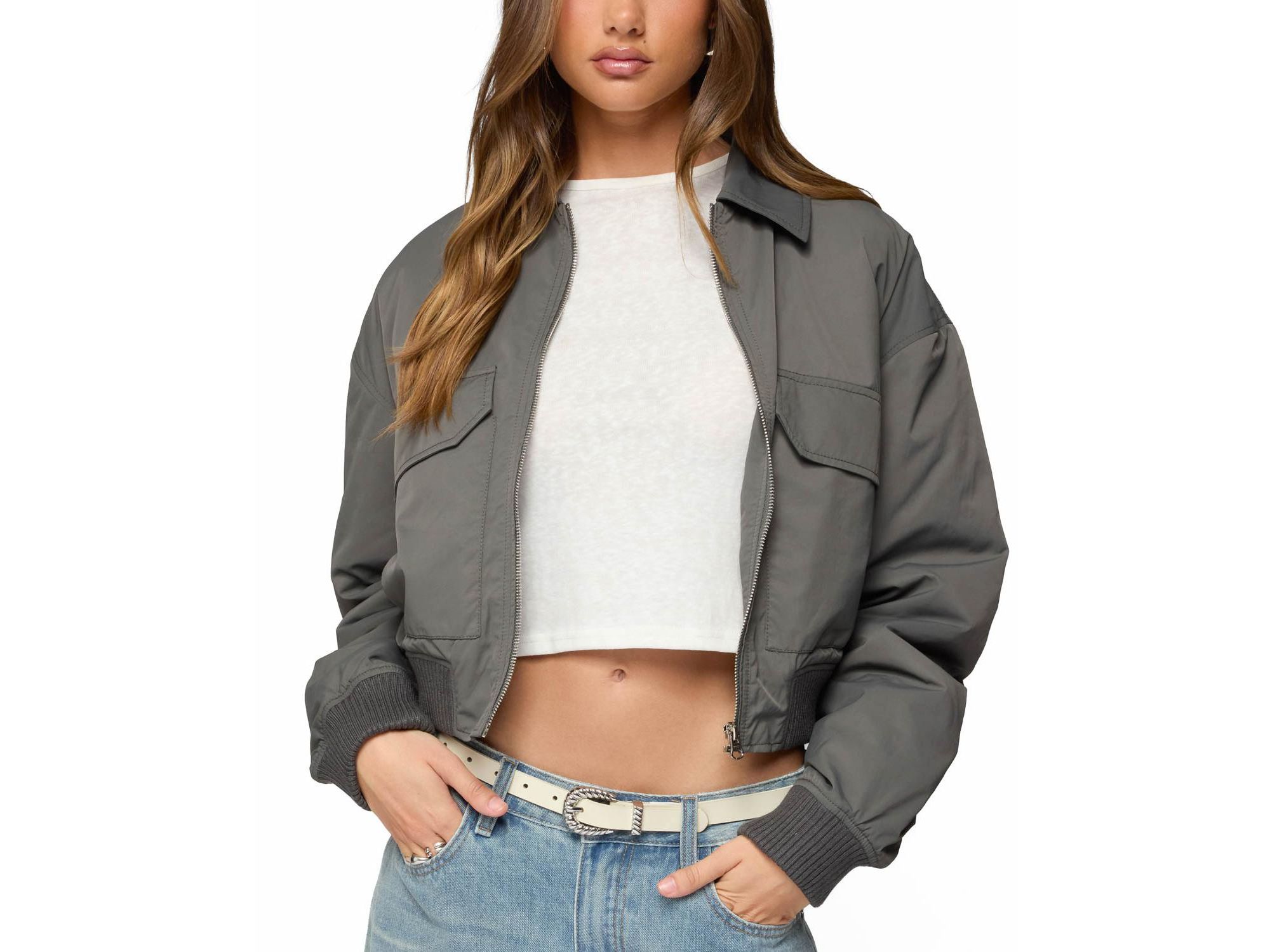 Dolan Ruched Oversized Bomber Jacket - Image 1