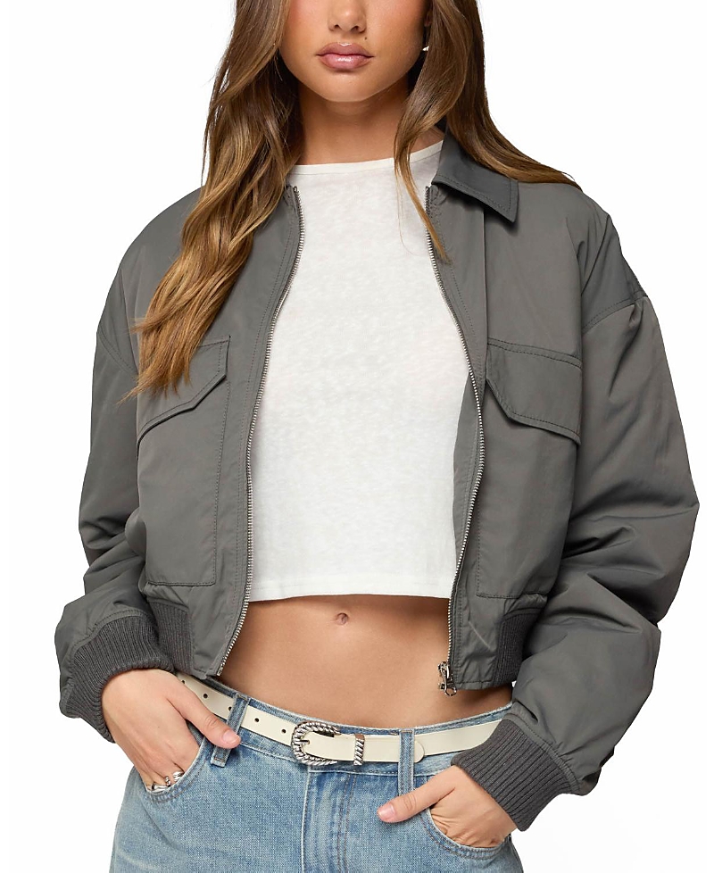 Edikted Dolan Ruched Oversized Bomber Jacket