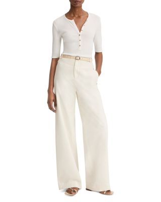 Ribbed Elbow Sleeve Henley 