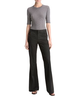 Striped Elbow Sleeve Crewneck Tee