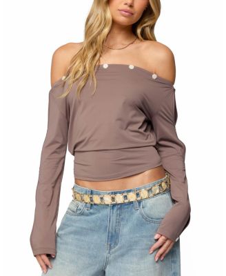 Ronee Off Shoulder Button Cutout Top