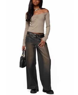 Cambria Ribbed Off Shoulder Top