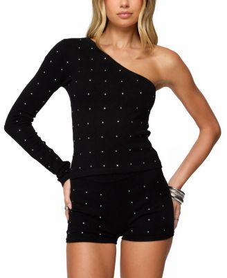Harley Rhinestone One Shoulder Knit Top