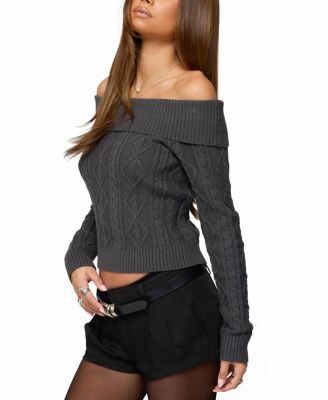 Leta Off Shoulder Cable Knit Sweater