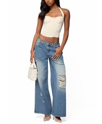 Frye Distressed Low Rise Baggy Jeans