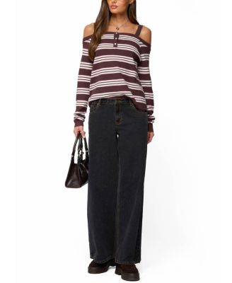 Shyla Off Shoulder Striped Knit Top