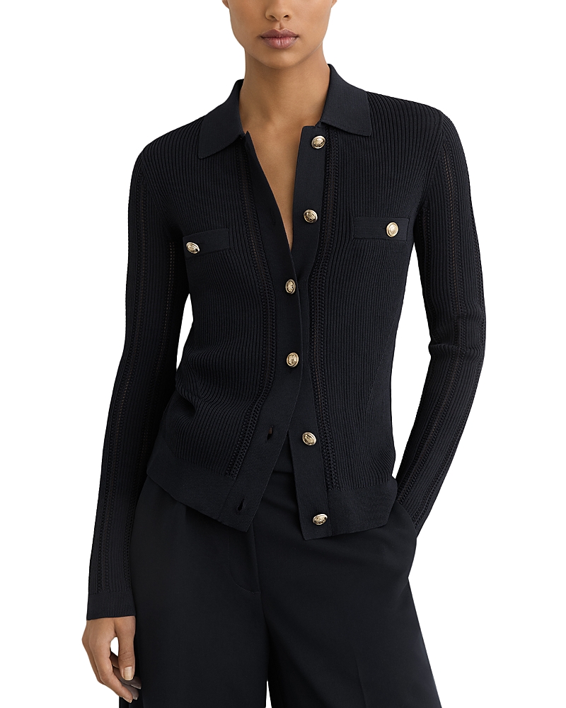 Reiss Harri Stitch Button Detail Knitted Top