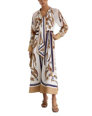 Ellie Placement Scarf Print Midi Dress