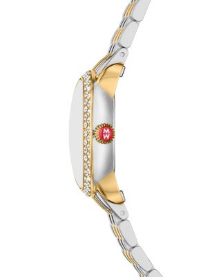 Serein Oval Diamond Two Tone 18K Gold-Plated Watch, 24mm x 27mm