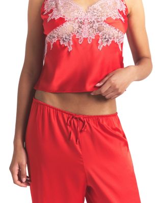 Silk Blend Lace Hem Pants