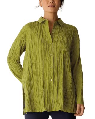 Classic Collar Pleated Silk Shirt