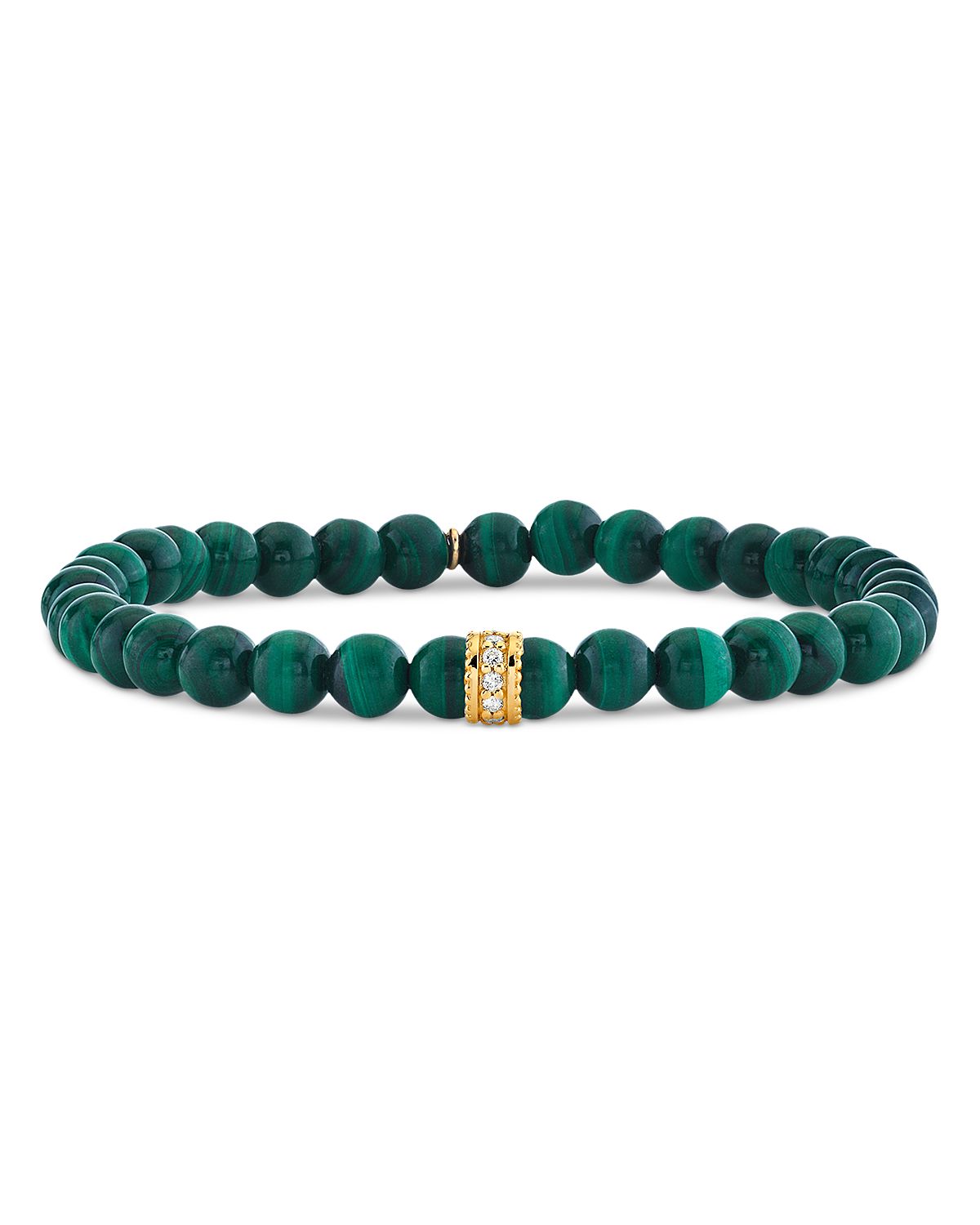 Sydney Evan 14K Yellow Gold The Terra Malachite & Diamond Rondelle Bead Bracelet