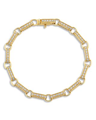 14K Yellow Gold The Solara Diamond Medium Bar Link Bracelet