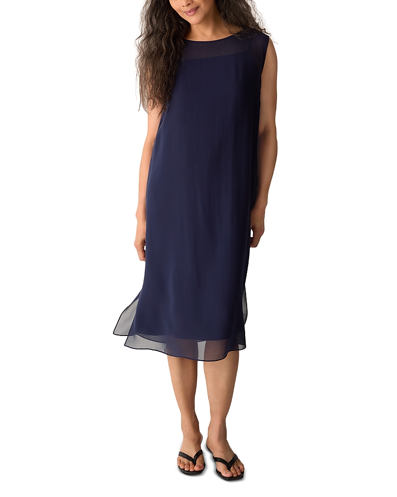 Eileen Fisher Boat Neck Silk Dress