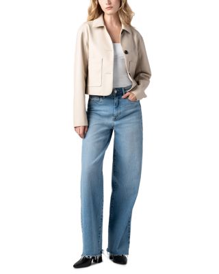 Faux Leather Button Front Jacket