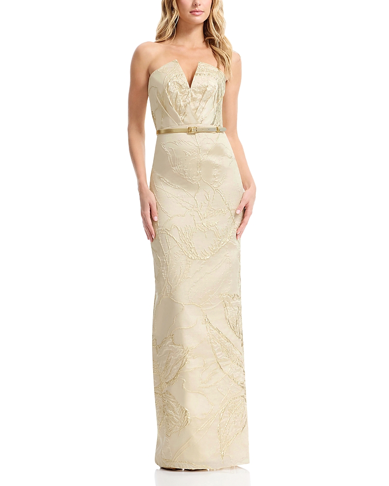 Dress the Population Kahlani Draped Belted Sheath Gown