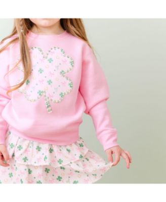 Girls' Ditsy Shamrock Patch St. Patrick's Day Sweatshirt - Big Kid