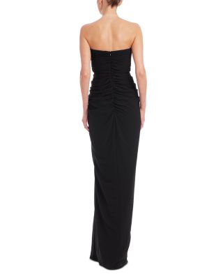 Pleat Ruffle Strapless Gown