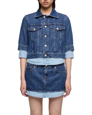 Double Layer Denim Trucker Jacket in Shadow