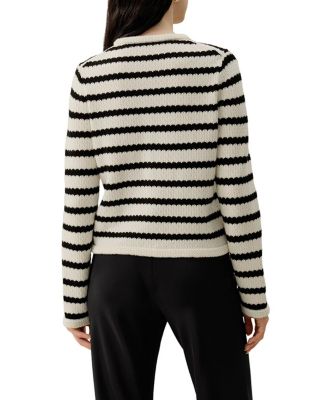  Stripped Crochet Washable-Wool Cardigan