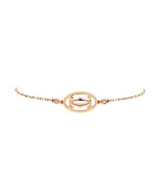  Double C Logo Bracelet 18K Rose Gold with Pink Sapphires