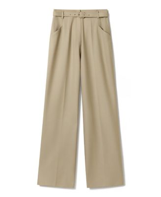  Silk Wool High-Waisted Wide-Leg Pant
