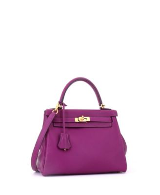 Kelly 25 Handbag Purple Swift with Gold Hardware
