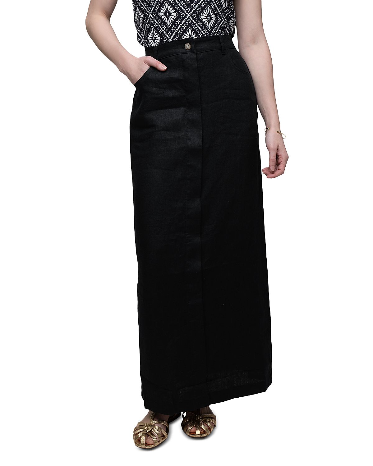 Point Linen Sheath Skirt