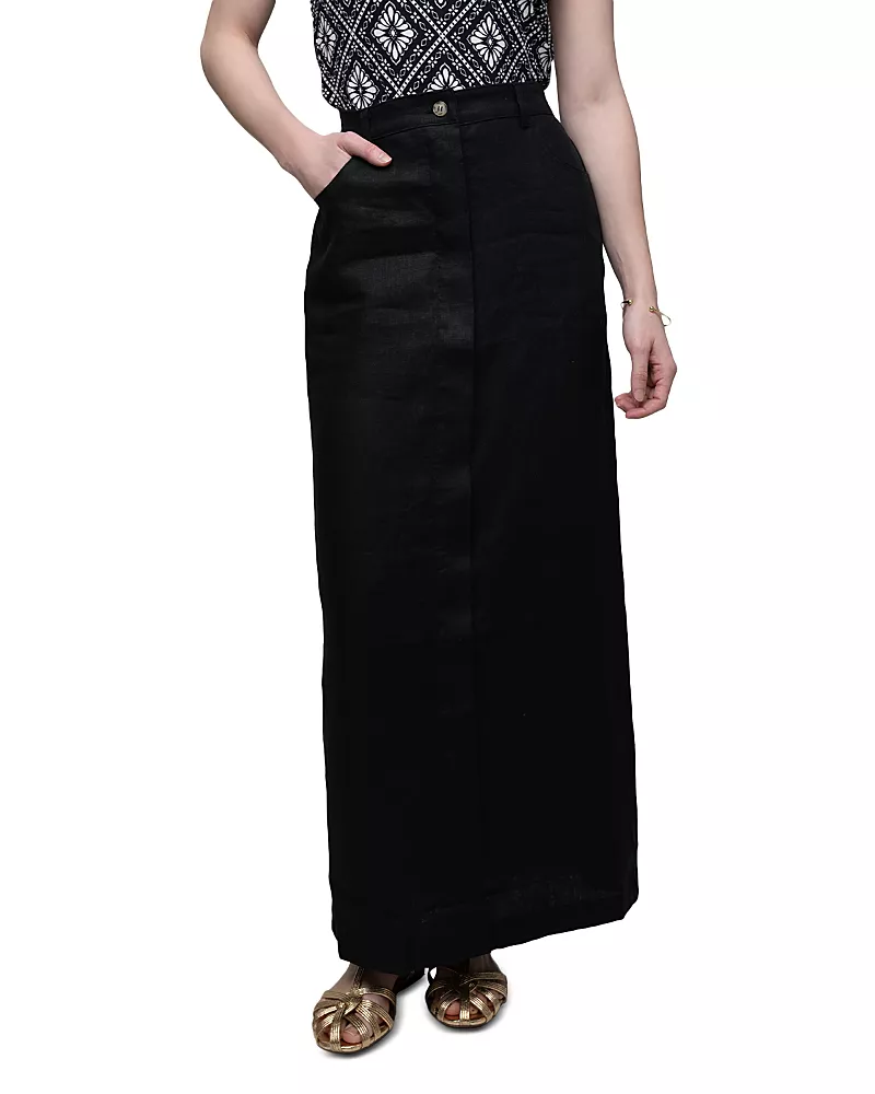 Point Linen Sheath Skirt