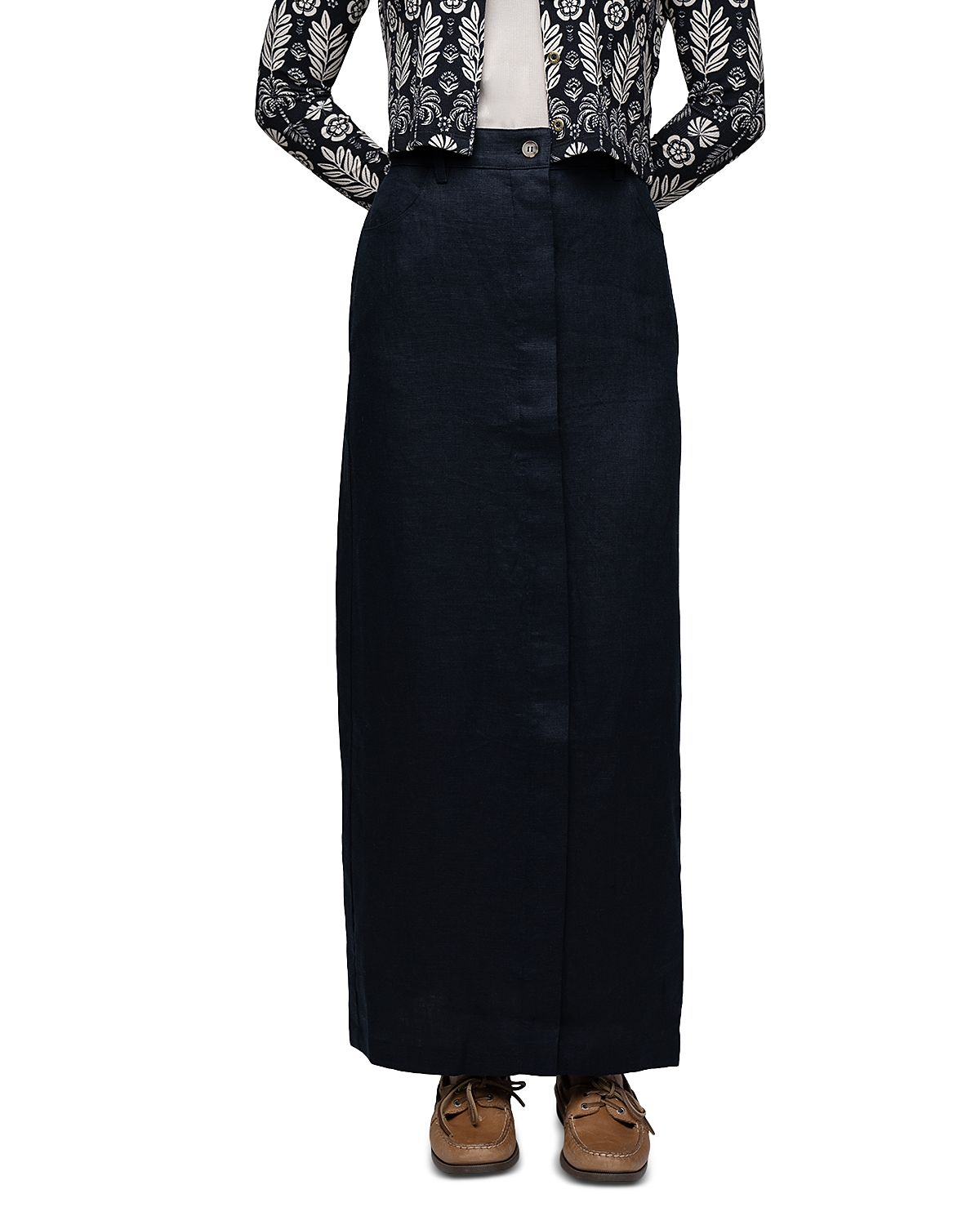 Point Linen Sheath Skirt